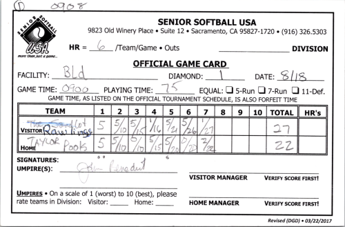 August 18 game 1